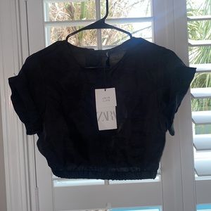 Zara black cropped top size small